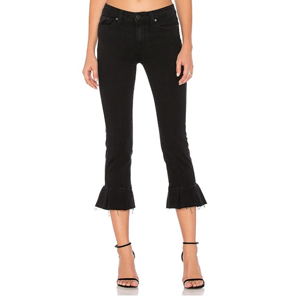 Design Lab Lord & Taylor Black Crop Ruffle Jeans